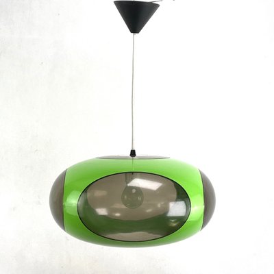 Mid-Century Green UFO Ceiling Lamp in the style of Luigi for Massive, Belgium, 1970s for at Pamono