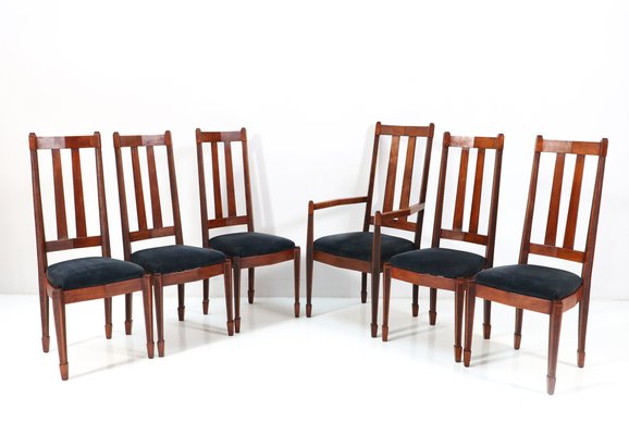 Art Deco Amsterdamse School High Back Dining Room Chairs 1920s Set of 6