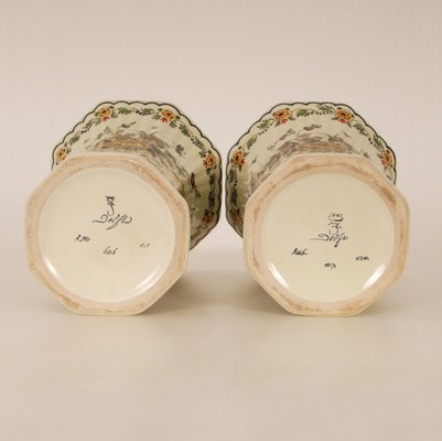 Polychrome Delftware Beaker Vases from Royal Delft, 1950s, Set of 2 for sale  at Pamono