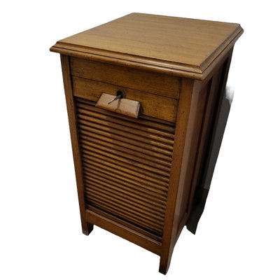 Small French Filing Cabinet with Wooden Shutter Lock and Drawers 1950s