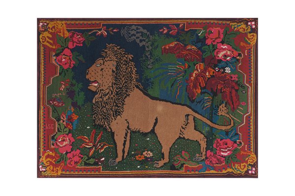 Vintage Pictorial Lion Rug or Wall Tapestry 1960s for sale at Pamono