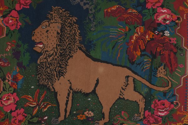 Vintage Pictorial Lion Rug or Wall Tapestry 1960s for sale at Pamono