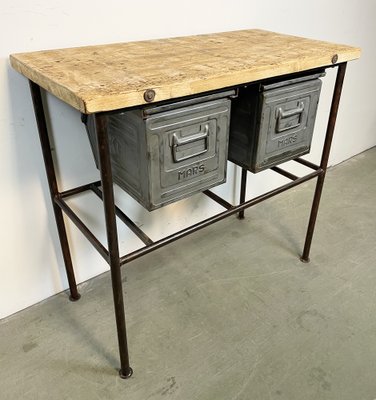 Industrial Worktable with Iron Drawers 1960s for sale at Pamono