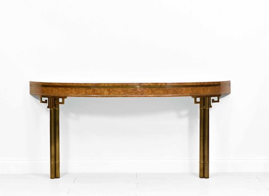 Brass and wood console table online