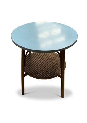 Kleiner runder Beistelltisch aus Bugholz mit Ablage von Lloyd Loom, 1930er bei Pamono kaufen