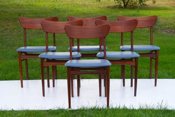 Vintage Danish Teak Dining Chairs 1960s Set of 6