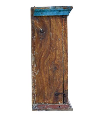 19th Century Swedish Hand-Painted Pine Wall Cupboard for sale at