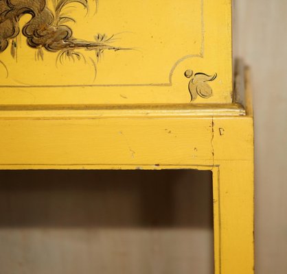 Japanned Yellow Oriental Side Chest on Stand Hand Painted