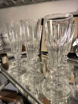 Set of French 19th Century Cut Crystal Champagne Flutes - Fireside Antiques