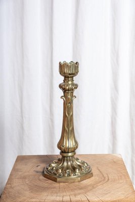 Base in ottone anticato per lampade da tavolo stile tronchetto