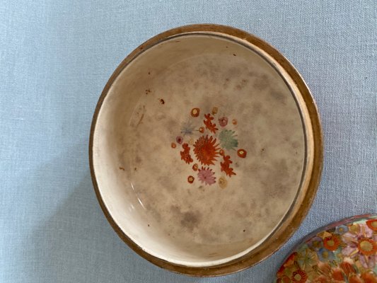 Mid 19th Century Japanese Millefleur Satsuma Round Lid Box with