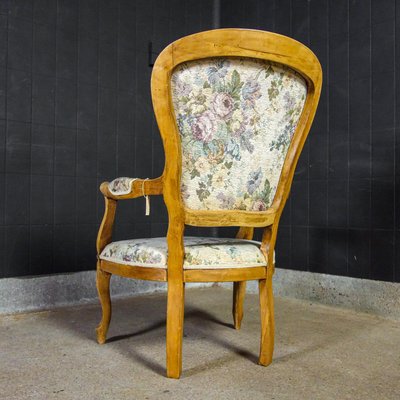 Vintage Baroque Style Armchair with Floral Print for sale at Pamono
