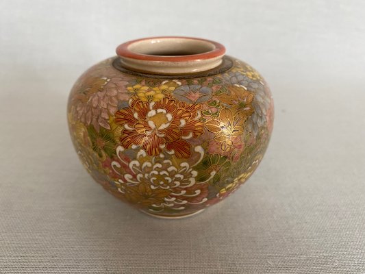 Antique Japanese Signed Floral Colorful Porcelain Satsuma Vase