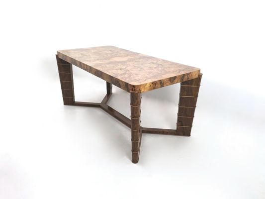 Mesa de comedor vintage de nogal y brezo, años 40 en venta en Pamono Mesa de comedor vintage de nogal y brezo, años 40 en venta en Pamono