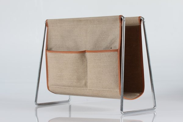 Canvas and Steel Bachelor Magazine Rack by Verner Panton for Fritz