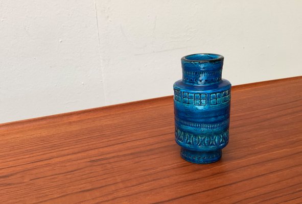 Mid-Century Italian Rimini Blu Pottery Vase by Aldo Londi for