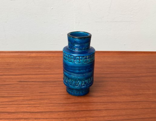 Mid-Century Italian Rimini Blu Pottery Vase by Aldo Londi for