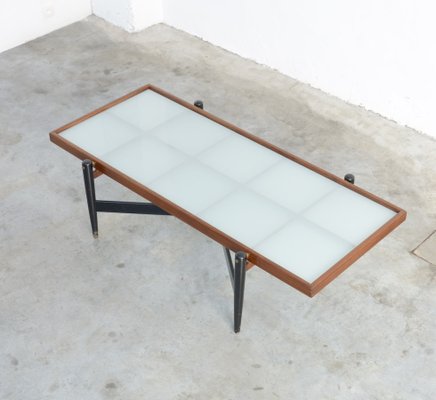 Vintage Teak Coffee Table With Frosted Glass Top For Sale At Pamono