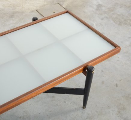 Vintage Teak Coffee Table With Frosted Glass Top For At Pamono Vintage Teak Coffee Table With Frosted
