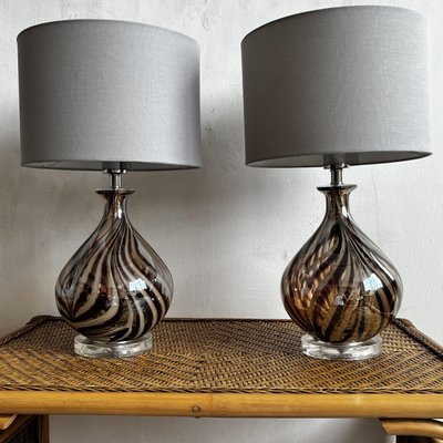 Swirl Glass Table Lamps Set of 2 for sale at Pamono