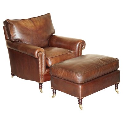 Leather armchair and ottoman cheap set