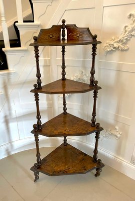19th Century Victorian Inlaid Walnut Corner Shelf, 1860s for sale