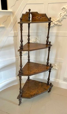 19th Century Victorian Inlaid Walnut Corner Shelf, 1860s for sale