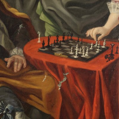 Couple Playing Chess, 1780, Oil on Canvas, Framed for sale at Pamono