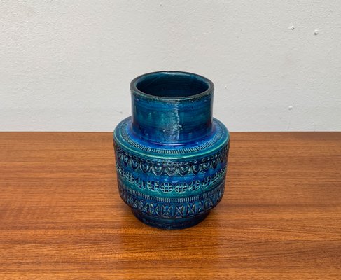 Mid-Century Italian Rimini Blu Pottery Vase by Aldo Londi for