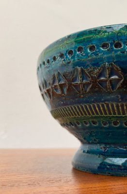 Mid-Century Rimini Blu Pottery Candle Holder by Aldo Londi for