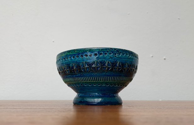 Mid-Century Rimini Blu Pottery Candle Holder by Aldo Londi for