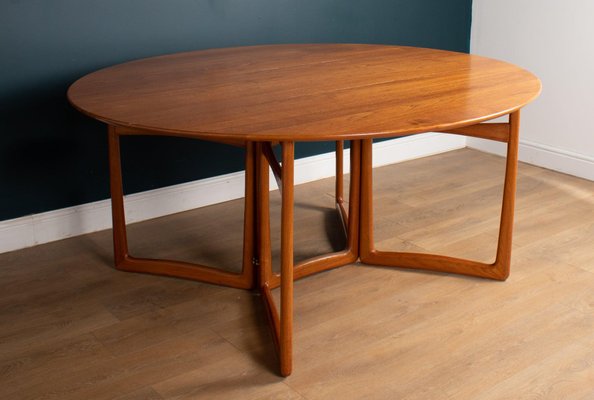 Mid Century Danish Drop Leaf Teak Dining Table by Peter Hvidt