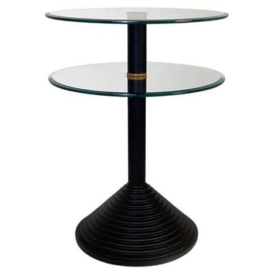 Italian Modern Metal and Glass Coffee Table with Double Round Top