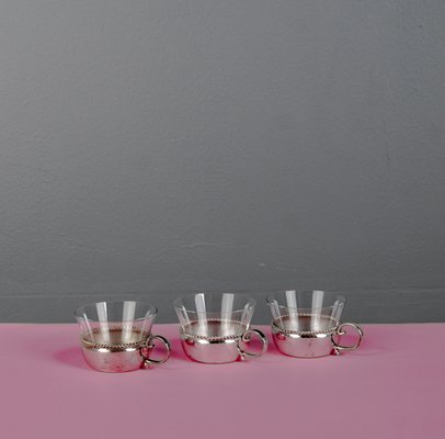 Art Deco Glass Cups, 1890s, Set of 3