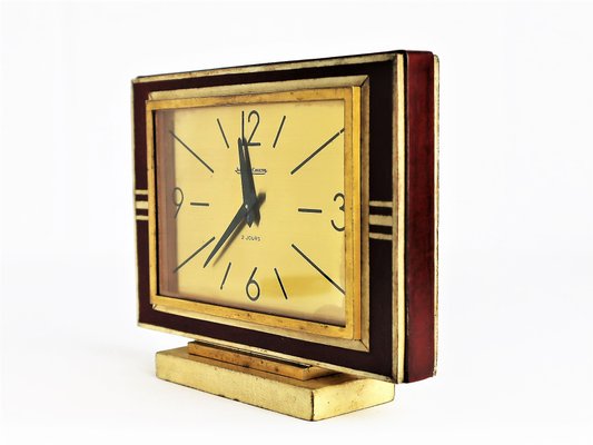 Clock in Leather and Parchment from Jaeger, 1940 for sale at Pamono
