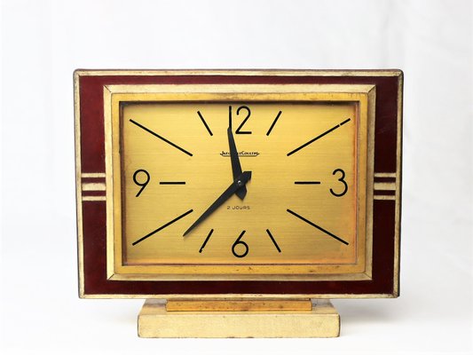 Clock in Leather and Parchment from Jaeger 1940 for sale at Pamono