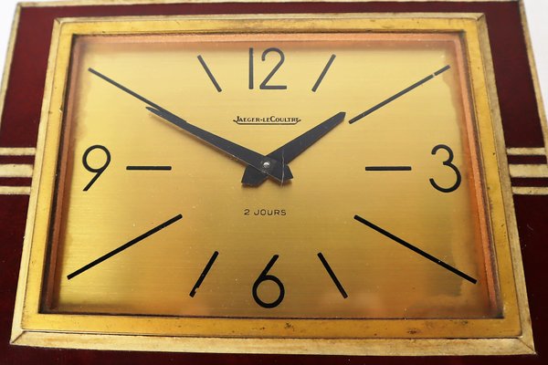 Clock in Leather and Parchment from Jaeger, 1940 for sale at Pamono