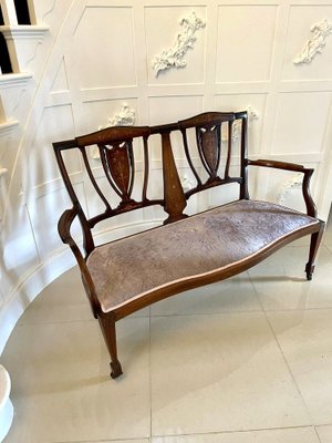 Antique Edwardian Mahogany Inlaid Sofa 1900s for sale at Pamono