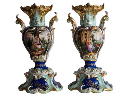 Antique Handpainted Vases 1850s Set Of 2 For At Pamono Antique Handpainted Vases 1850s Set