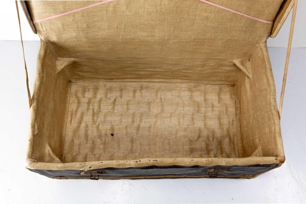 Late 19th Century French Leather Trunk with Train Labels for sale