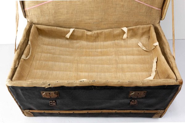 Late 19th Century French Leather Trunk with Train Labels for sale