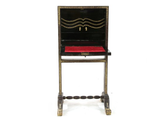 19th Century Chinese Napoleon III Lacquer & Gilt Writing Desk Easel Frame &  Turned Stretcher for sale at Pamono