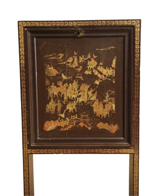 19th Century Chinese Napoleon III Lacquer & Gilt Writing Desk Easel Frame &  Turned Stretcher
