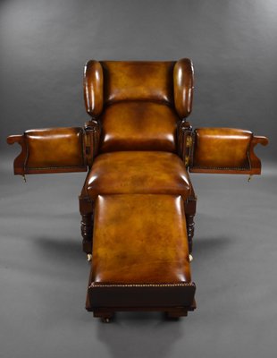 19th Century Victorian Hand Dyed Leather Reclining Chair by Foota Patent Chairs 1890 for sale at Pamono