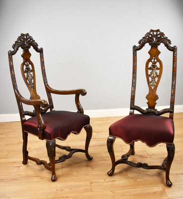 20th Century Queen Anne Style English Dining Chairs Set of 14 for