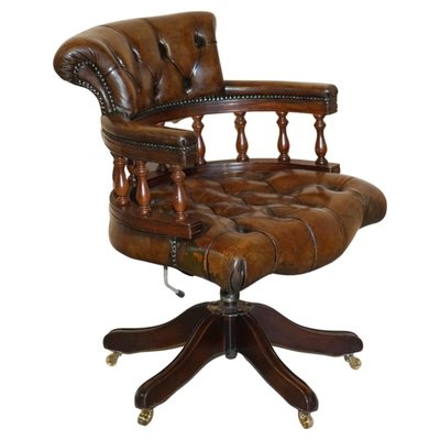 Chesterfield Directors Chair in Brown Leather 1930s