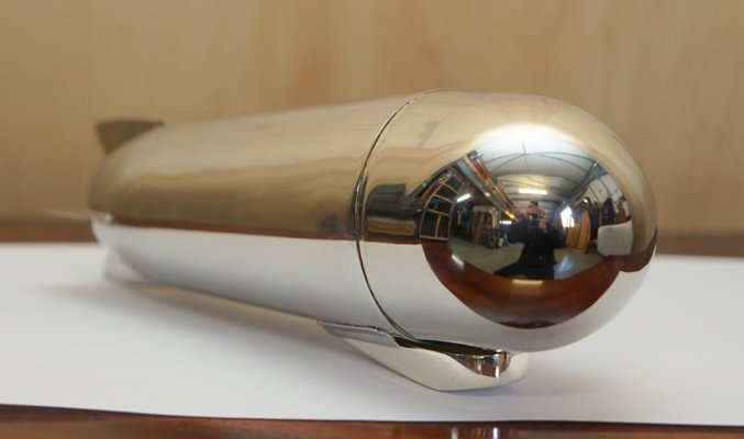 Art Deco Style Silver Hallmarked Zeppelin Cocktail Shaker, 1960s