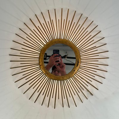 Miroir Décoratif Soleil Style Couronne - Cadre Satiné Multicolore - Diamètre 60 Cm - Occasion Bon état