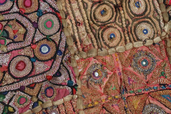 Vintage Embroidered Wall Hung Patchwork Tapestry, Kutch, India for
