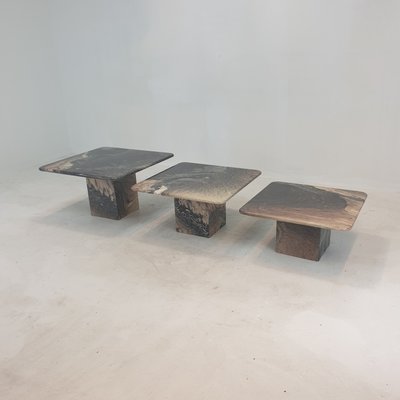 Italian Marble Coffee or Side Tables 1980s Set of 3 for sale at